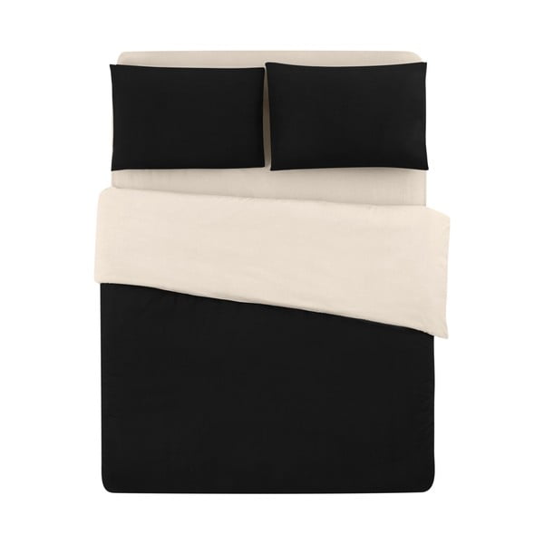 Lenzuola in cotone nero e crema per letto matrimoniale/esteso con lenzuolo 200x220 cm - Mila Home