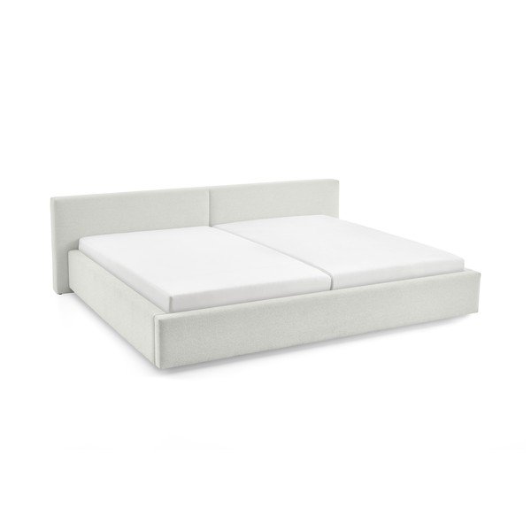 Letto matrimoniale imbottito bianco con contenitore con rete inclusa 200x240 cm Cube – Meise Möbel-image-4