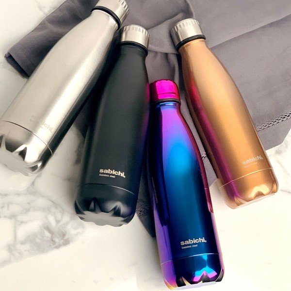 Bottiglia in acciaio inox nero opaco, 450 ml - Sabichi-image-1