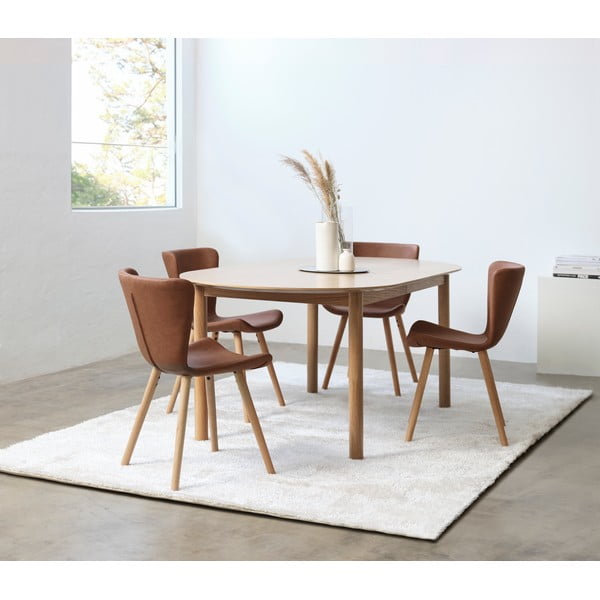 Sedia da pranzo in similpelle marrone cognac Teslin - Unique Furniture-image-1