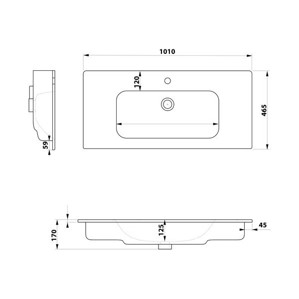 Lavabo bianco in ceramica 101x46,5 cm Piedra – Sapho-image-3