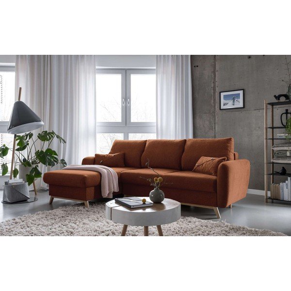 Divano letto angolare arancio mattone, angolo sinistro Scandic Lagom - Miuform-image-3