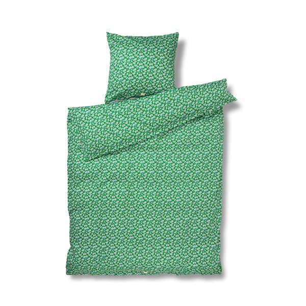 Biancheria da letto singola in cotone sateen verde 140x200 cm Pleasantly - JUNA