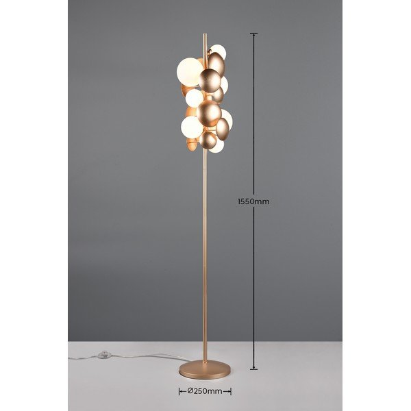 Lampada da terra con paralume in vetro in oro e bianco (altezza 155 cm) Bubble - Trio Select-image-4