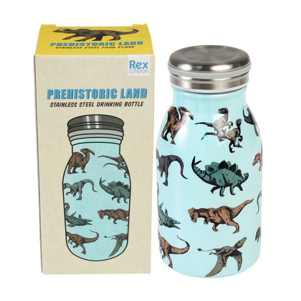 Bottiglia per bambini azzurra in acciaio inox 250 ml Prehistoric Land – Rex London-image-3