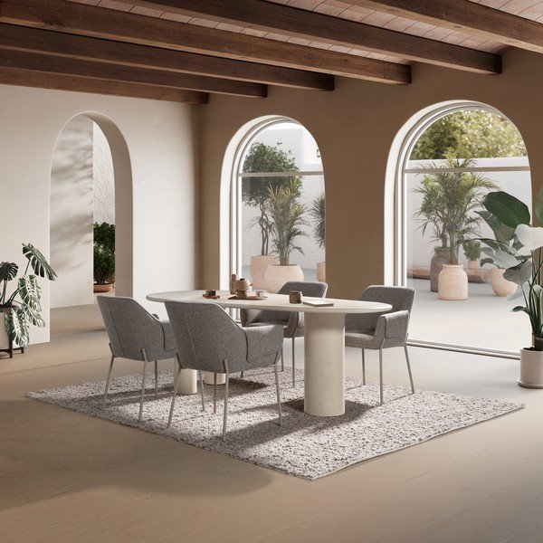 Tavolo da pranzo con effetto pietra 100x201 cm Daila – MOME-image-2