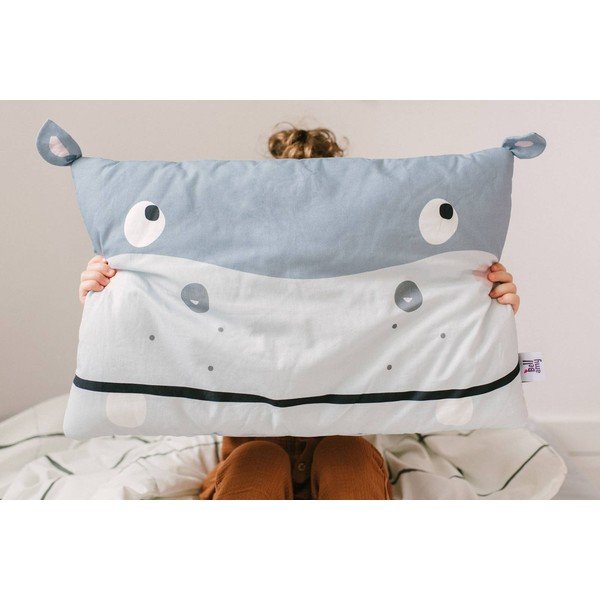 Coperta e cuscino in cotone per lettino 200x140 cm Hippo - BELLAMY-image-1