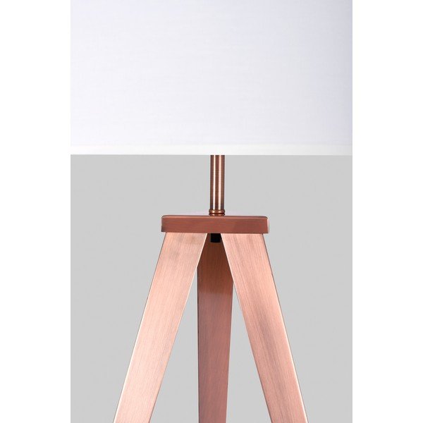 Lampada da terra con gambe in metallo color rame e paralume bianco Kiki - Bonami Essentials-image-3