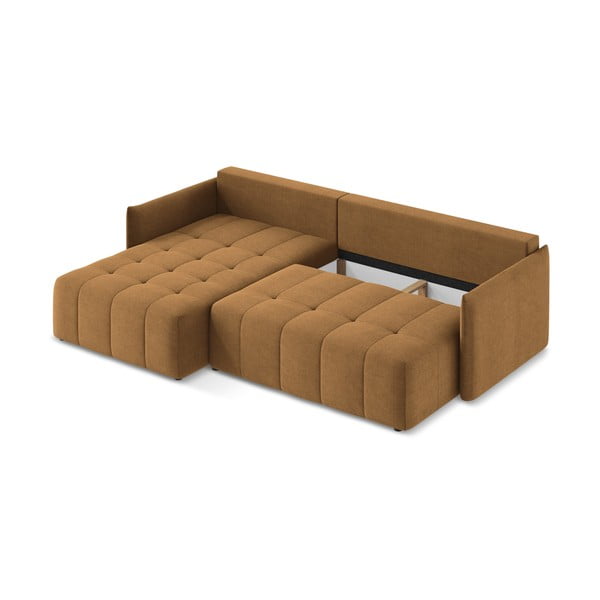 Divano angolare color terracotta allungabile/con contenitore (con penisola a sinistra/con chaise lounge) Moku – Makamii-image-3