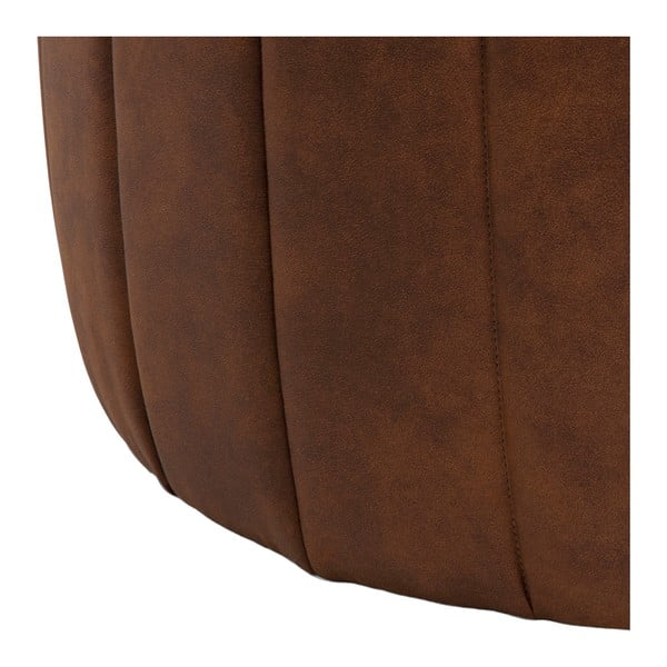 Pouf in similpelle marrone cognac , ⌀ 60 cm Doria - Actona-image-1