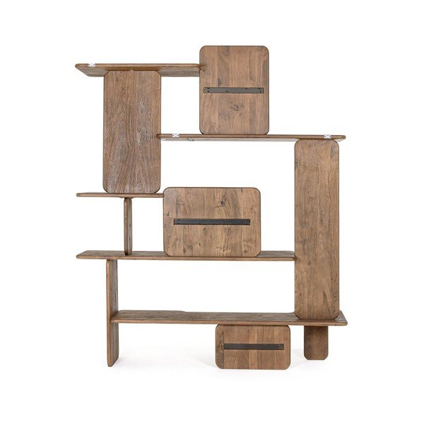 Libreria di colore naturale in acacia massiccia 180x220x50 cm Nayana – Bizzotto-image-2
