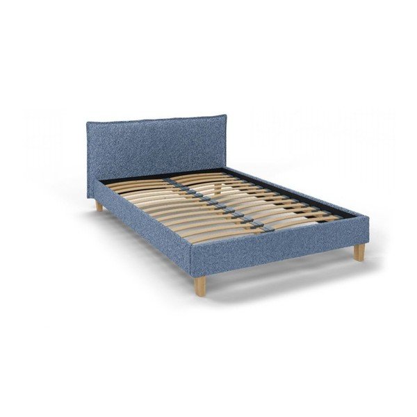 Letto matrimoniale imbottito blu con griglia 140x200 cm Tina - Ropez