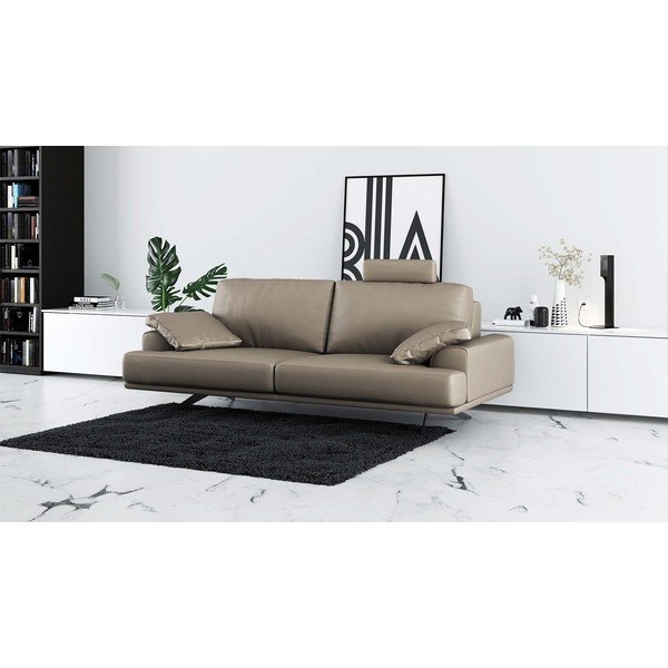 Divano in pelle marrone chiaro 220 cm Prado - MESONICA-image-1