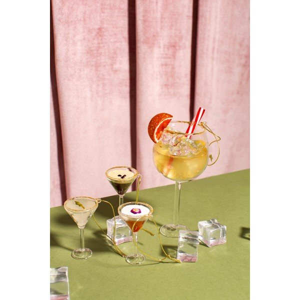 Decorazioni per albero di natale in set in vetro 3 pz 15,5 cm Martini Cocktail – Sass & Belle-image-1
