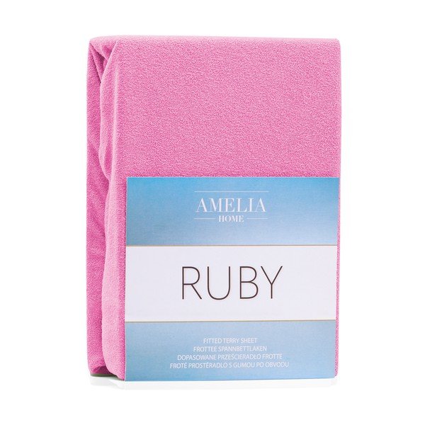 Lenzuolo con angoli rosa scuro ad alto contenuto di cotone , 100/120 x 200 cm Ruby - AmeliaHome-image-1