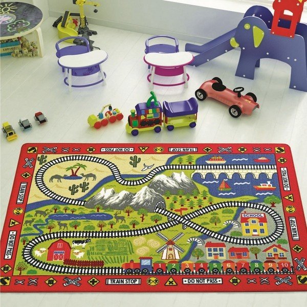 Tappeto per bambini Railway, 100 x 150 cm - Confetti
