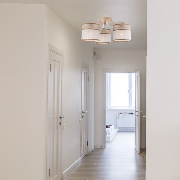 Lampada da soffitto marrone chiaro con paralume in tessuto ø 16 cm Andrea - LAMKUR-image-2