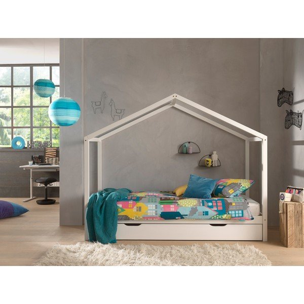 Letto per bambini in legno di pino bianco con letto estraibile e contenitore 90x200 cm DALLAS - Vipack-image-3