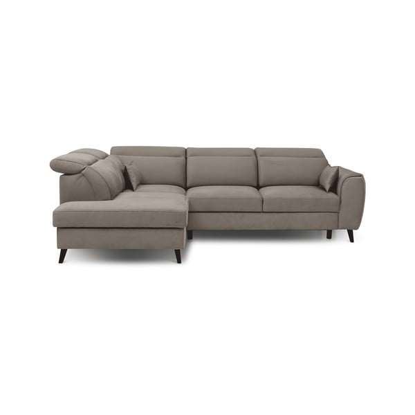 Divano angolare beige allungabile/con contenitore (con penisola a sinistra/a L) e rivestimento in velluto Noble – ELTAP