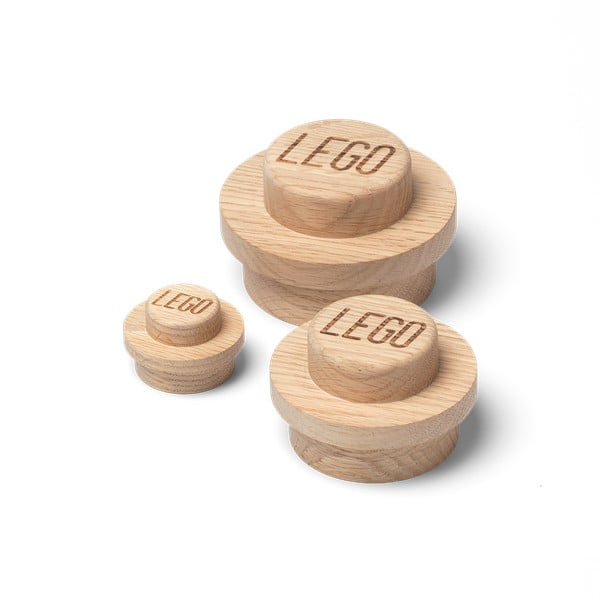 Set di 3 ganci da parete in legno di quercia Wood - LEGO®