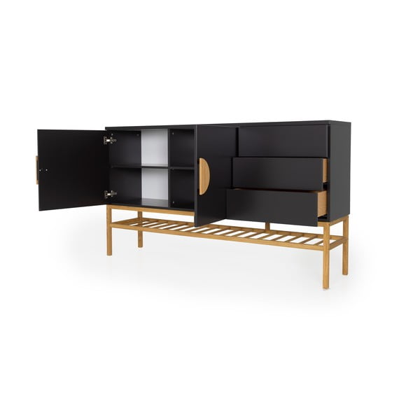 Credenza nera con gambe in legno di quercia Scoop - Tenzo-image-3