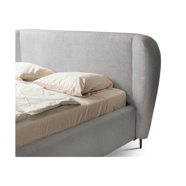 Letto matrimoniale imbottito grigio chiaro con rete inclusa 140x200 cm Makana – Makamii-image-4