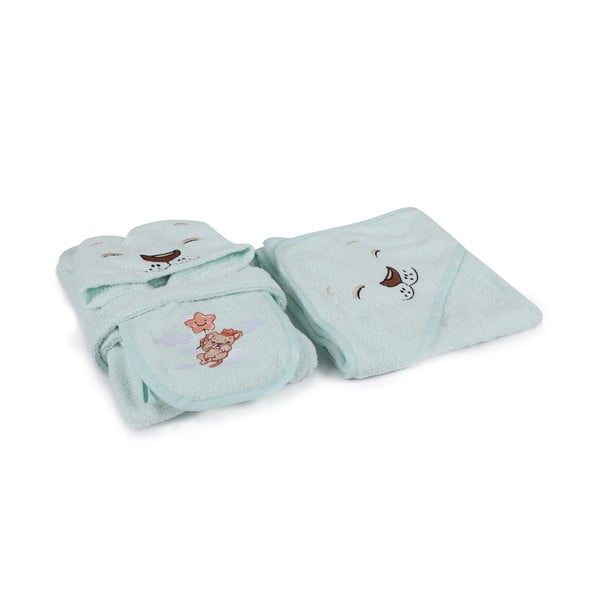 Accappatoio per bambini color menta in cotone 1-2 anni Aslan – Foutastic