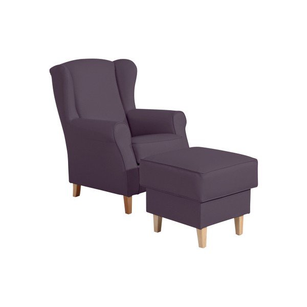 Fialová podnožka z imitace kůže Max Winzer Lorris Leather Violet-image-1