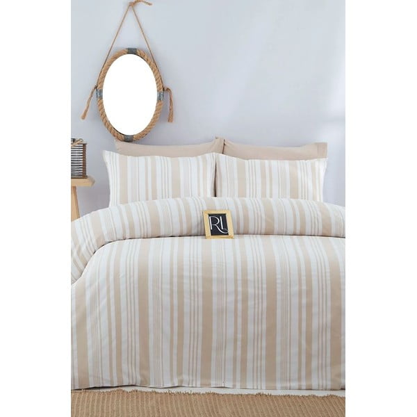 Biancheria da letto matrimoniale in cotone beige 200x220 cm - Mila Home-image-2