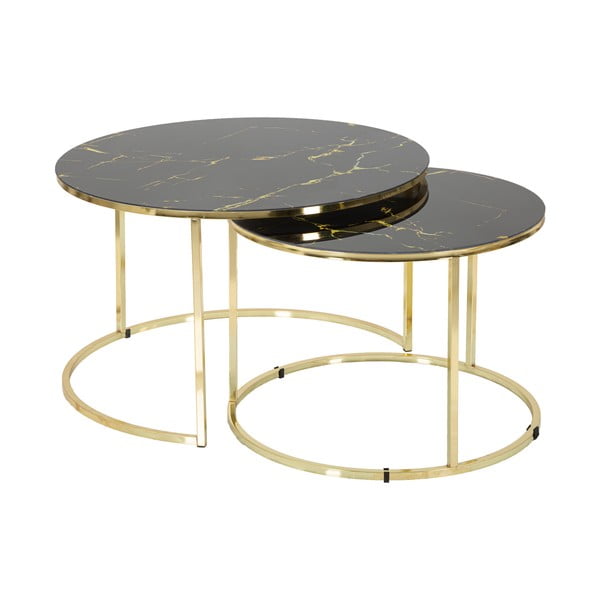 Set di 2 tavolini neri e oro Simple - Mauro Ferretti