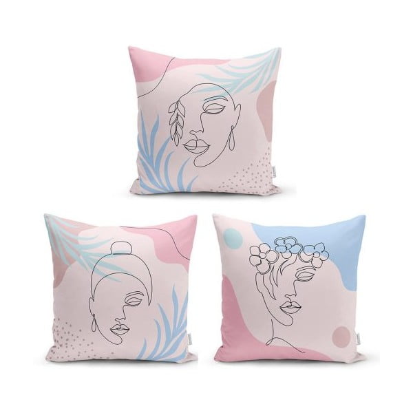 Set di 3 federe decorative Minimalist Face, 45 x 45 cm - Minimalist Cushion Covers