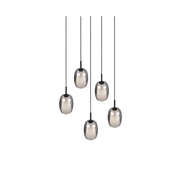 Apparecchio a sospensione con paralume in vetro ø 48 cm in nero-argento Barret - Trio Select-image-4