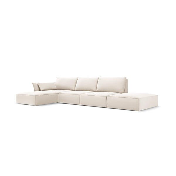 Divano angolare beige (con penisola a sinistra/con chaise lounge) con rivestimento in velluto Vanda – Mazzini Sofas-image-2