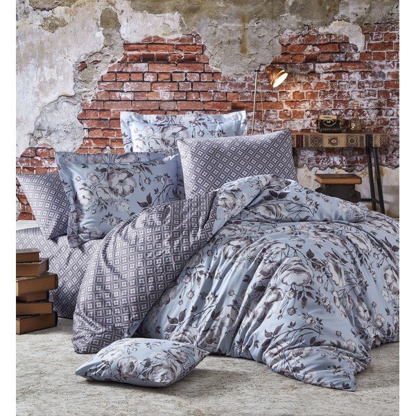 Biancheria da letto in cotone sateen con lenzuolo Nazenin Home Spek, 200 x 220 cm - Mijolnir