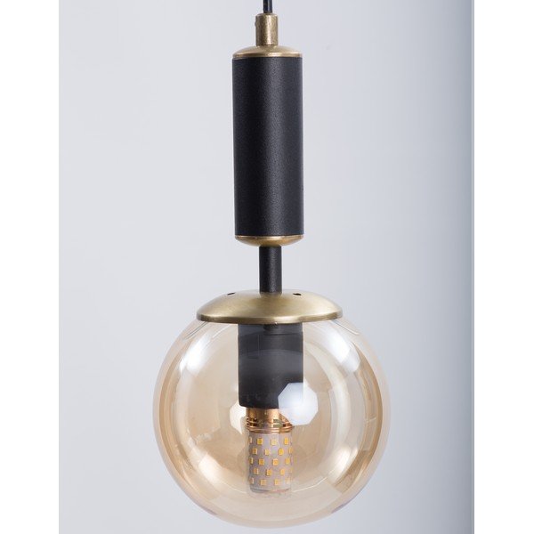 Lampada a sospensione giallo-nera con paralume in vetro ø 15 cm Hector - Squid Lighting-image-1