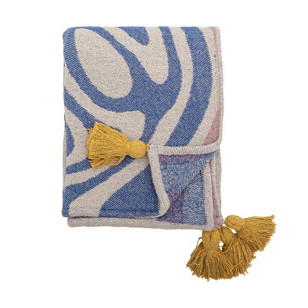 Coperta blu in misto cotone 130x160 cm Arlie – Bloomingville