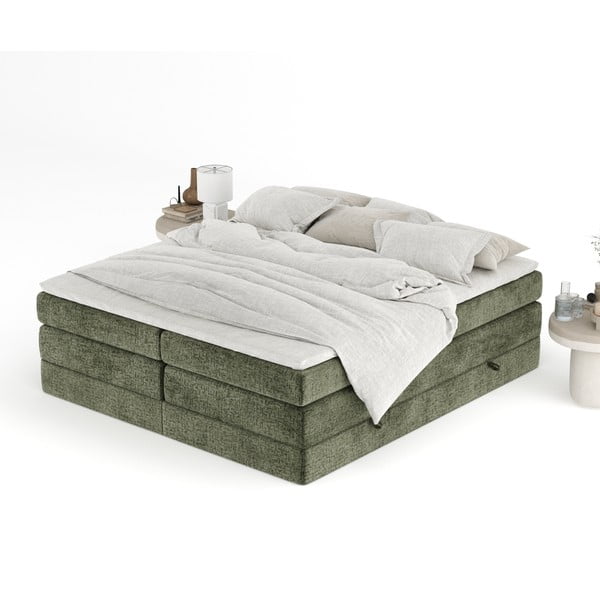 Letto boxspring verde scuro con contenitore/senza testiera 140x200 cm Juniper – Maison de Rêve-image-4