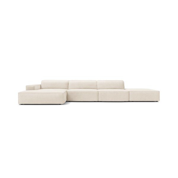 Divano angolare componibile color crema (con penisola a sinistra/con chaise lounge) con rivestimento in velluto Jodie – Micadoni -image-3