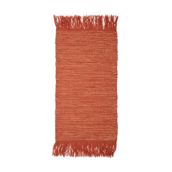 Tappeto di lana arancione con frange, 60 x 120 cm - Bloomingville