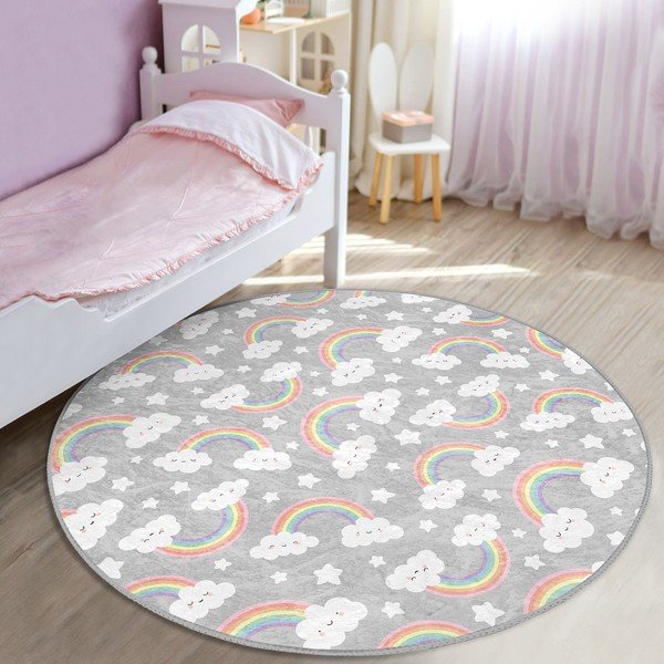 Tappeto grigio per bambini ø 120 cm Comfort - Mila Home-image-1