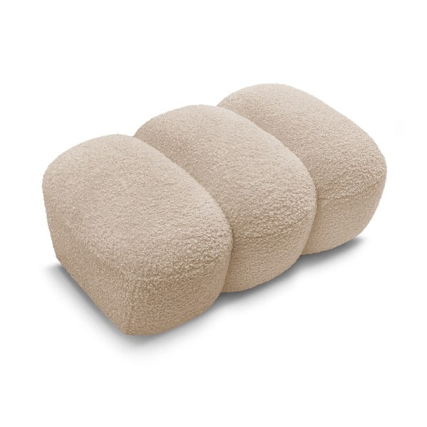 Poggiapiedi beige con rivestimento in bouclé Hippolyte – Bobochic Paris-image-4