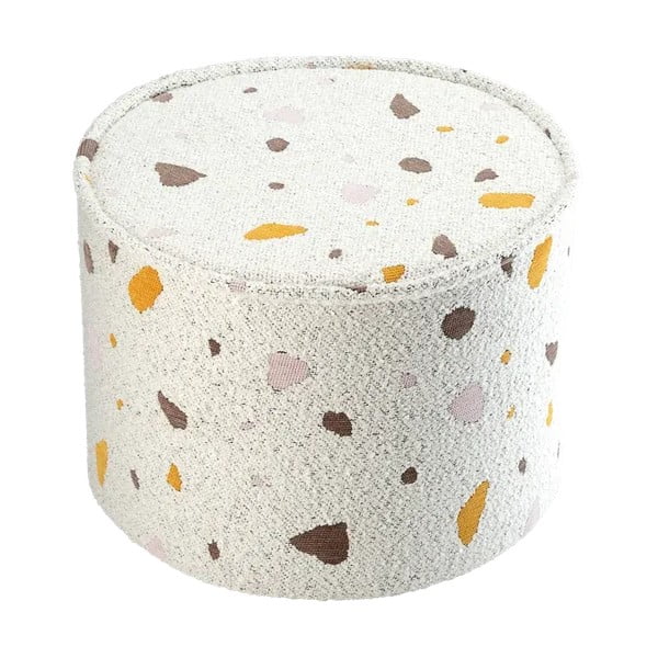 Pouf per bambini bianco con rivestimento in bouclé e ciniglia Terrazzo – Wigiwama