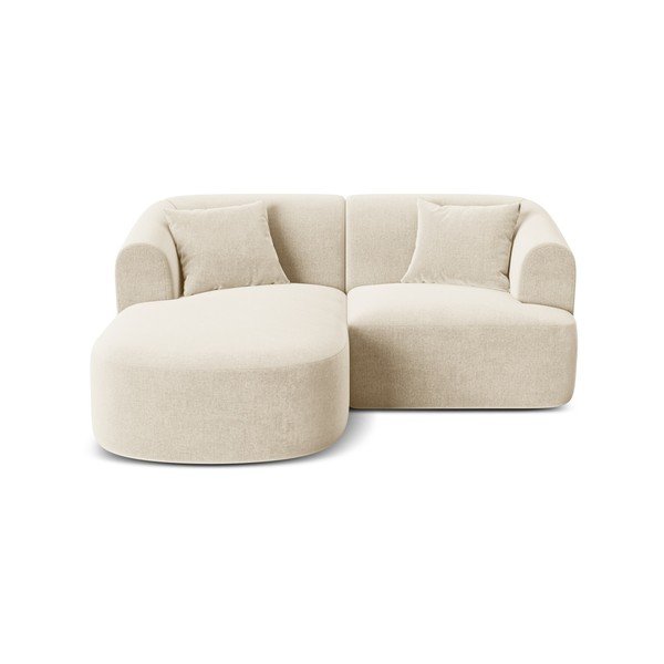 Divano angolare beige (con penisola a sinistra/con chaise lounge) con rivestimento in velluto Campi – Cosmopolitan Design