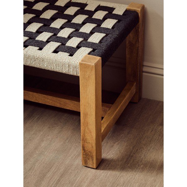 Panchina bianca e nera in legno massiccio Satna – Premier Housewares-image-3