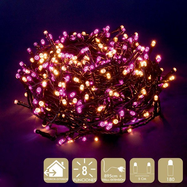 Catena luminosa a LED rosa e beige, 180 luci - Casa Selección-image-1