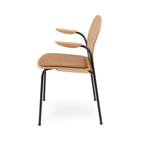 Sedie da pranzo in set marrone cognac/di colore naturale con effetto rovere con braccioli/impilabili 2 pz Book – Gazzda-image-2