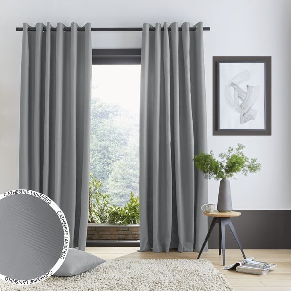 Tende grigie in set di 2 pezzi 229x168 cm Pinsonic - Catherine Lansfield-image-4