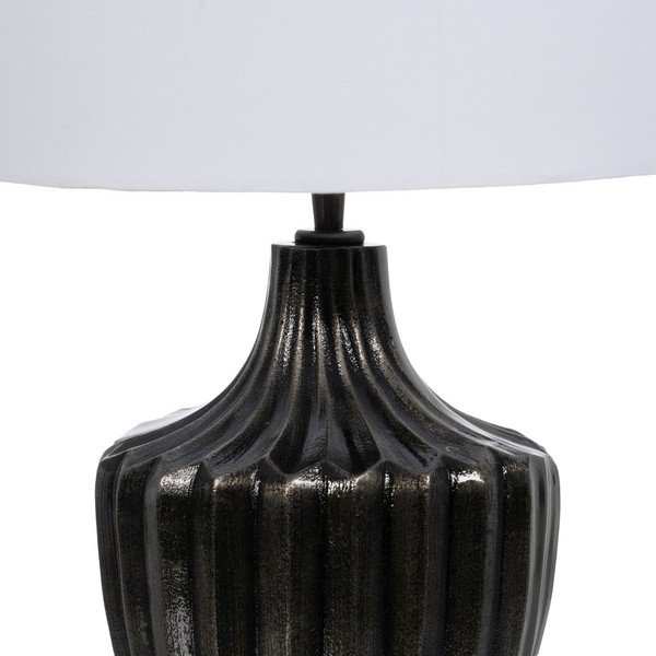 Lampada da tavolo bianca e nera con paralume in tessuto (altezza 52,5 cm) - Ixia-image-2