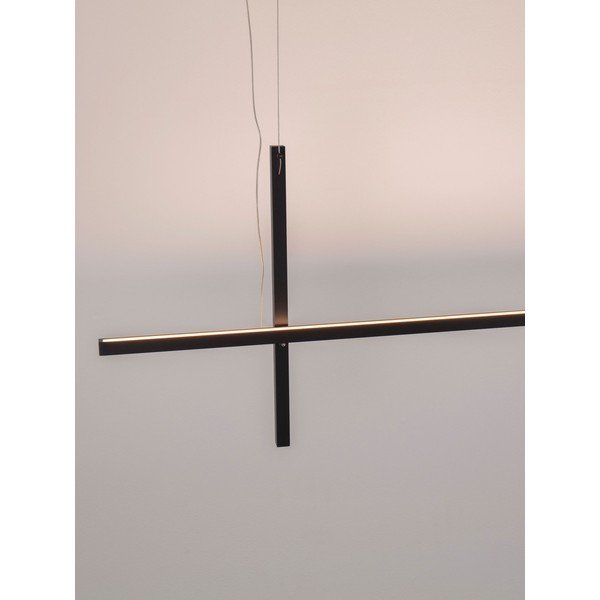 Lampadario LED nero opaco in alluminio con paralume in vetro acrilico Looma – Nova Luce-image-2