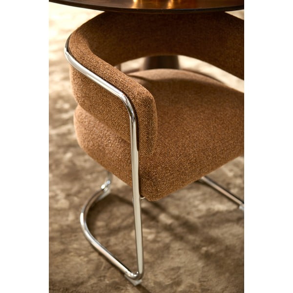 Sedia da pranzo marrone in metallo con braccioli Adante – Light & Living-image-1